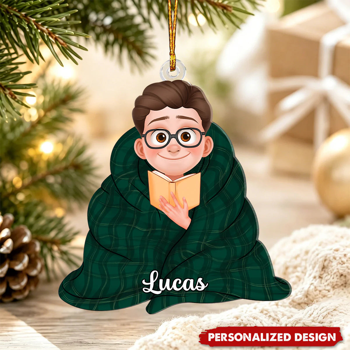 Personalized Book Lover Christmas Ornament personalization view for Best Friends