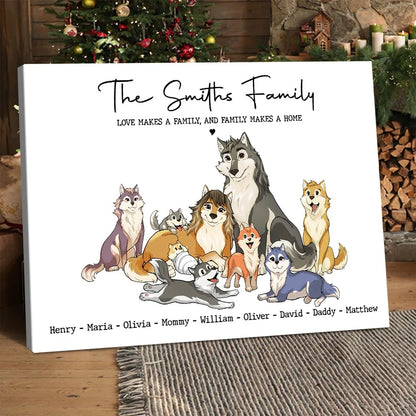 "Home Is Where The Heart Is" Personalized Wolf Family Canvas / Poster - Custom Wall Art Gift