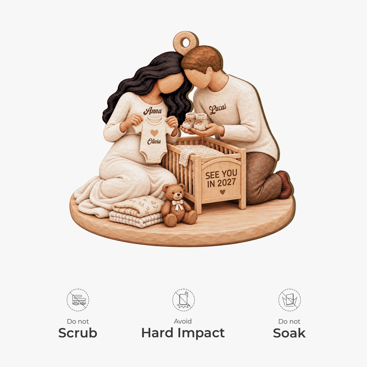 See You in 2027 Personalized Wooden Ornament - Pregnancy Keepsake for Expecting Parents