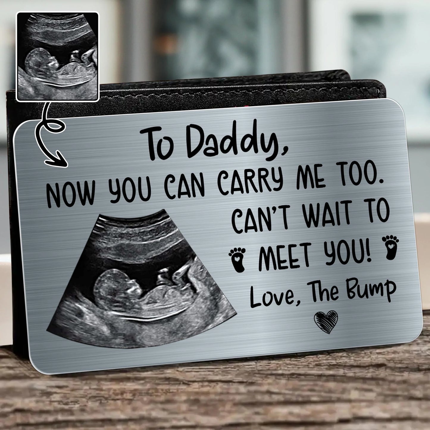 Expectant Dad Wallet Card for Dad with personalized design details for meaningful gifting