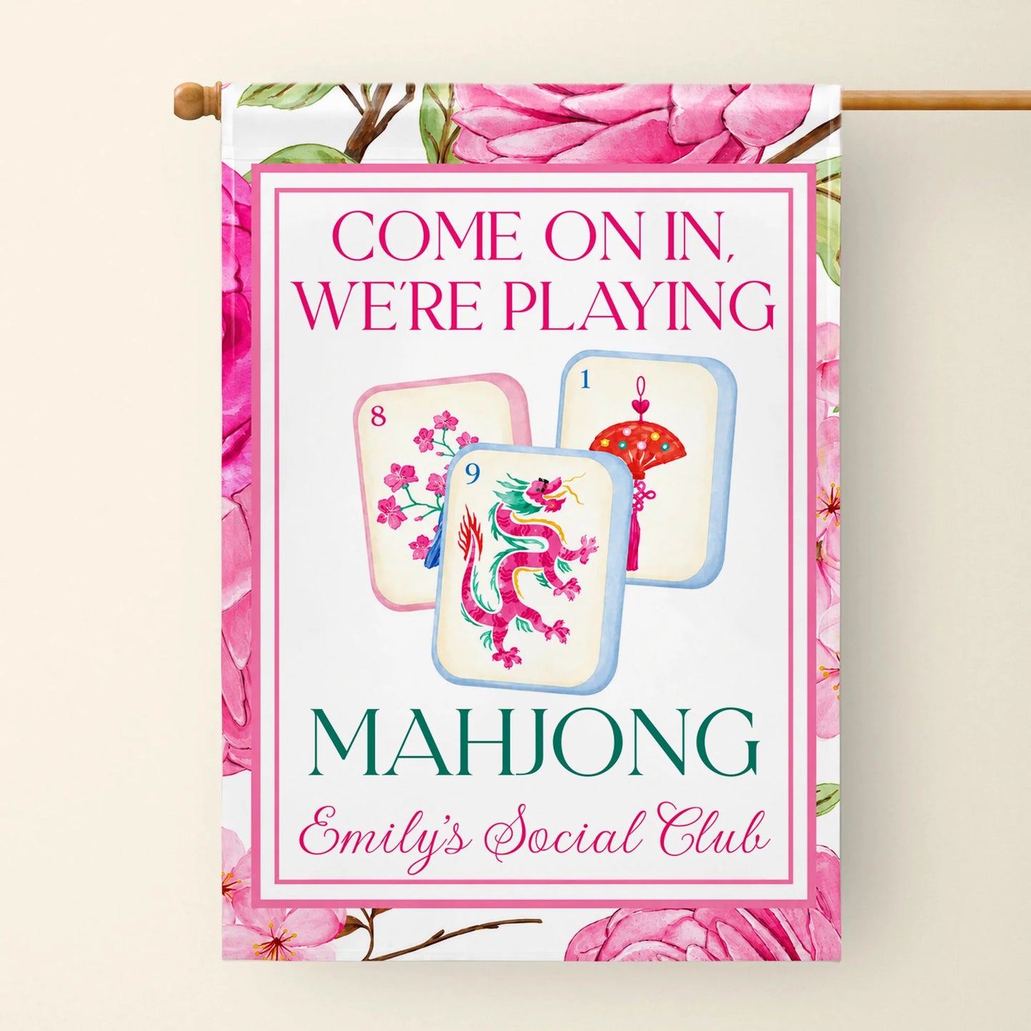 Custom Mahjong Garden Flag for Mom with personalized design details for meaningful gifting image 10