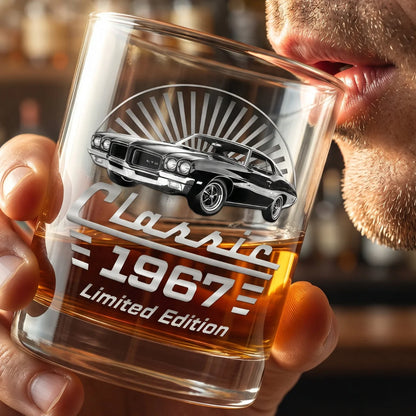 Tumbler material and size view - Custom Classic Car Whiskey Glass