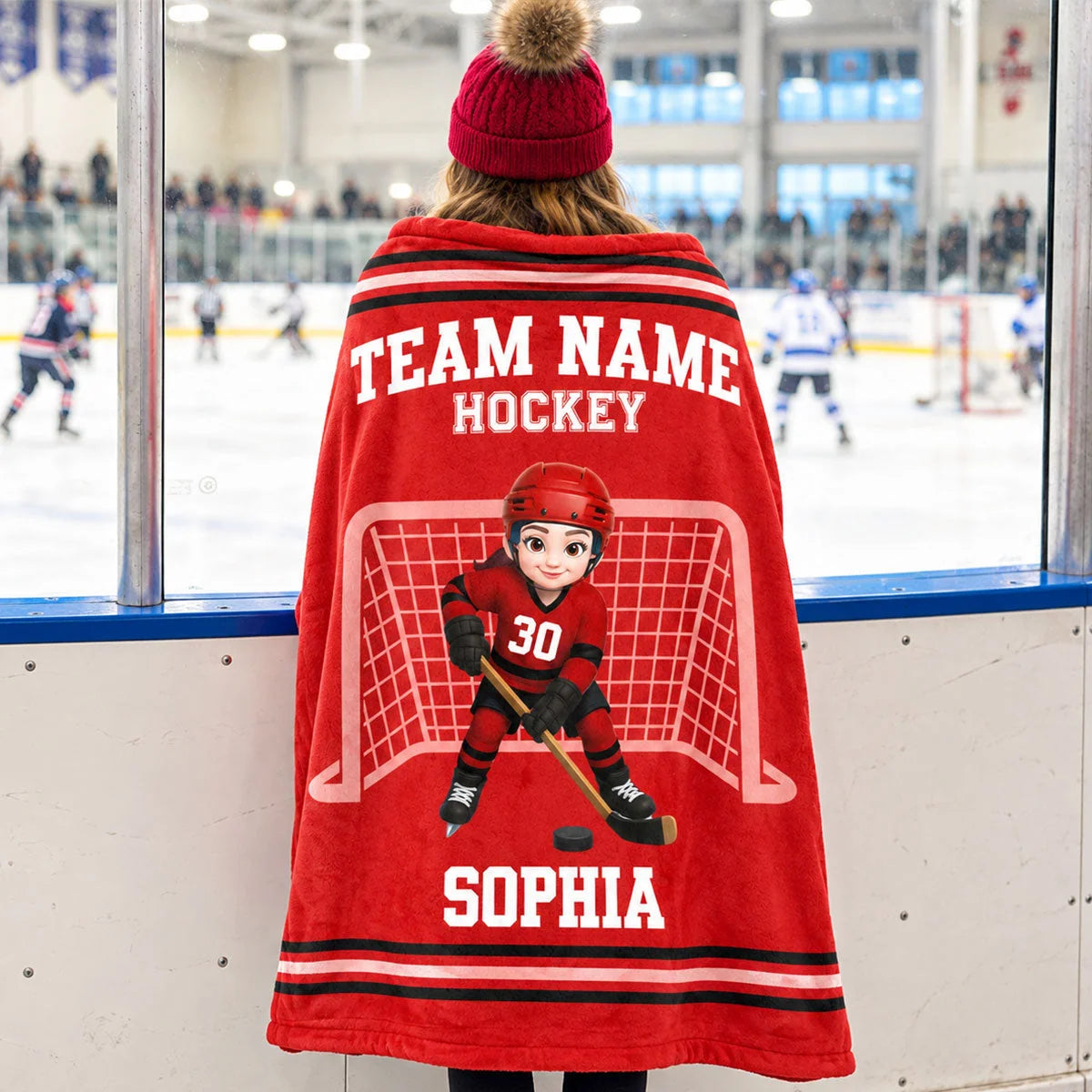 Personalized Hockey Blanket - Custom Player Name & Team Christmas Gift for Kids