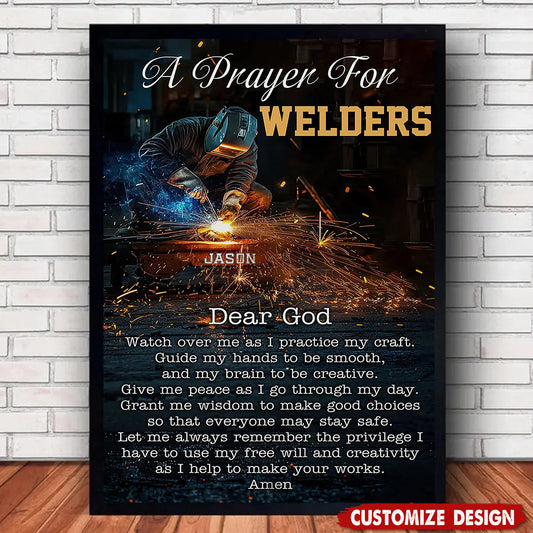 Personalized welding poster with welder prayer and custom name print canvas for welder dad gift image 9