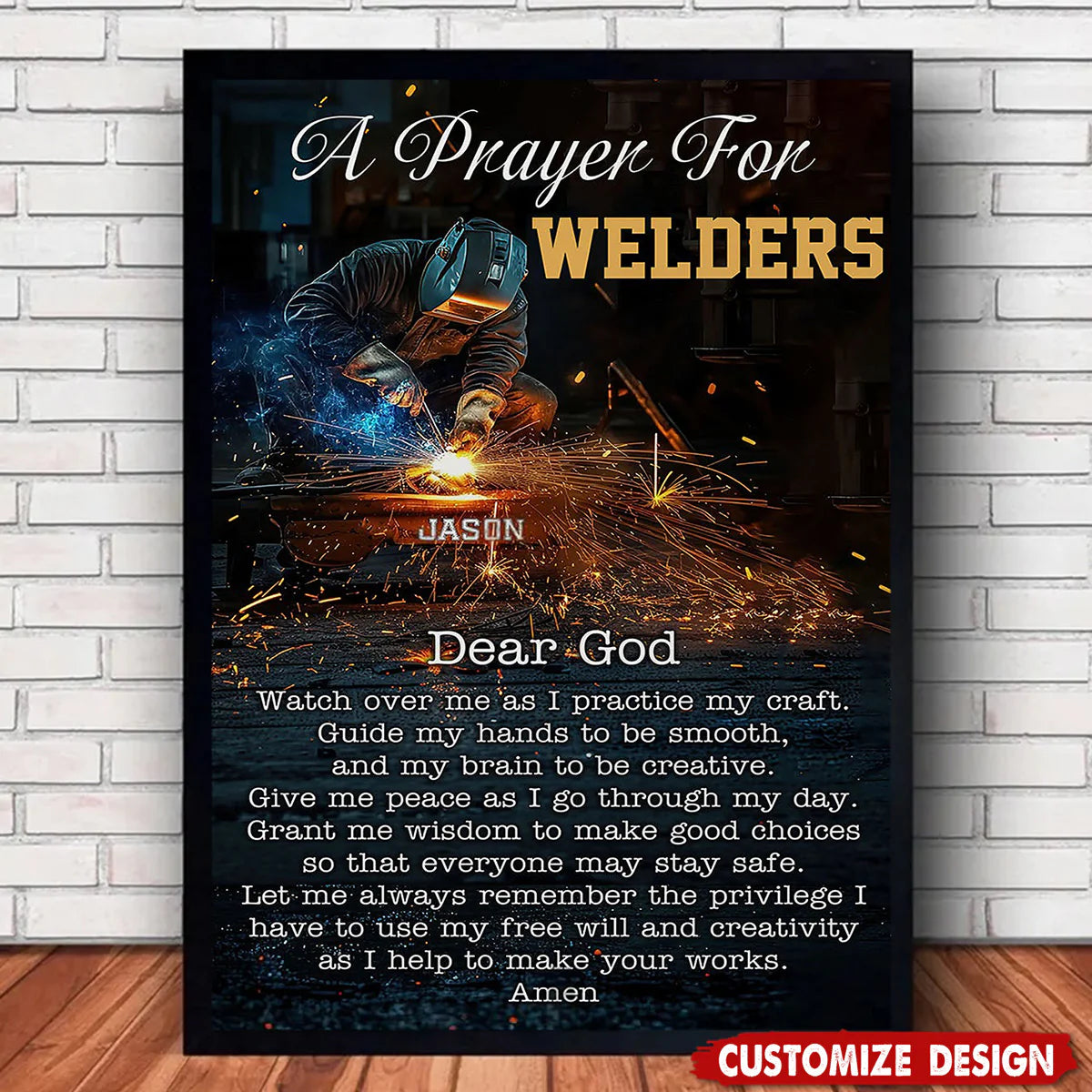Personalized welding poster with welder prayer and custom name print canvas for welder dad gift image 9