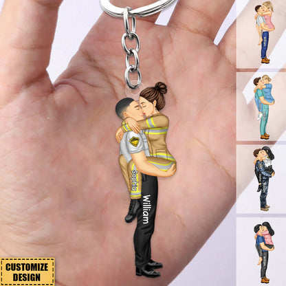 Custom Couple Occupation Keychain for Couples with personalized design details for meaningful gifting