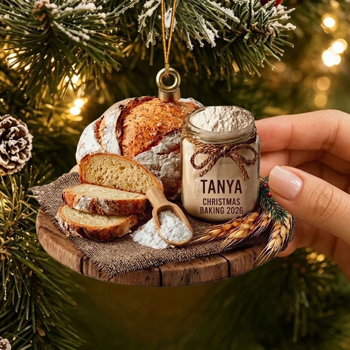 Custom Baker Flour Jar Acrylic Ornament - Personalized Christmas Keepsake Decor for Bakers