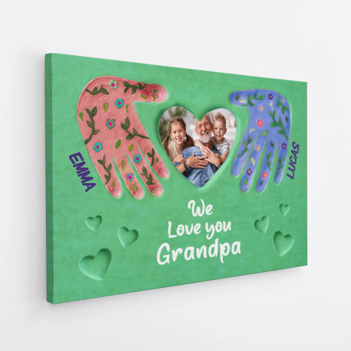 "We Love You Grandma" Personalized Handprint Canvas / Poster - Custom Photo Wall Art Gift