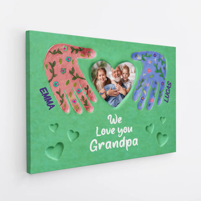"We Love You Grandma" Personalized Handprint Canvas / Poster - Custom Photo Wall Art Gift