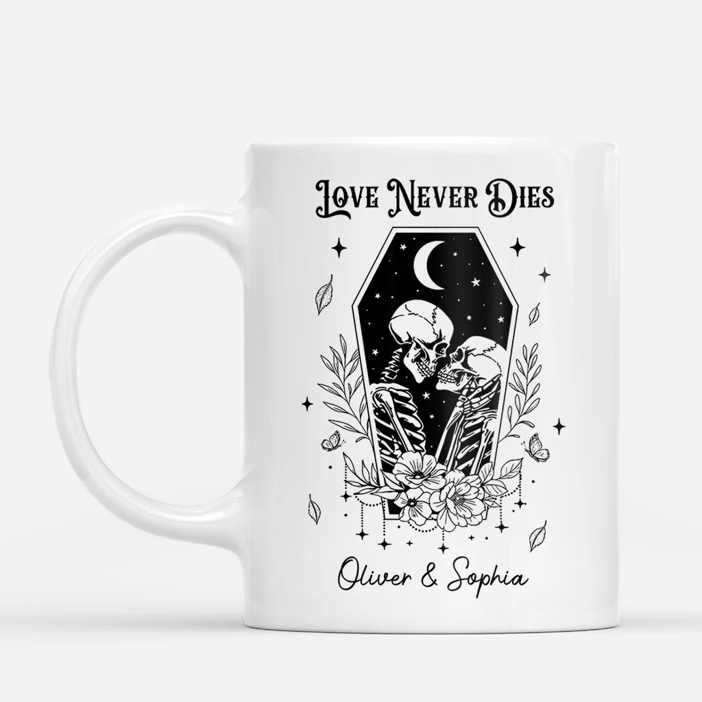 From Our First Kiss Personalized Mug - Custom Skeleton Couple Coffee Mug for Halloween