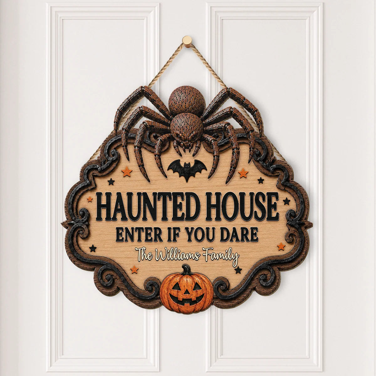 Enter If You Dare Haunted House Wood Sign - Personalized Halloween Gift for Family