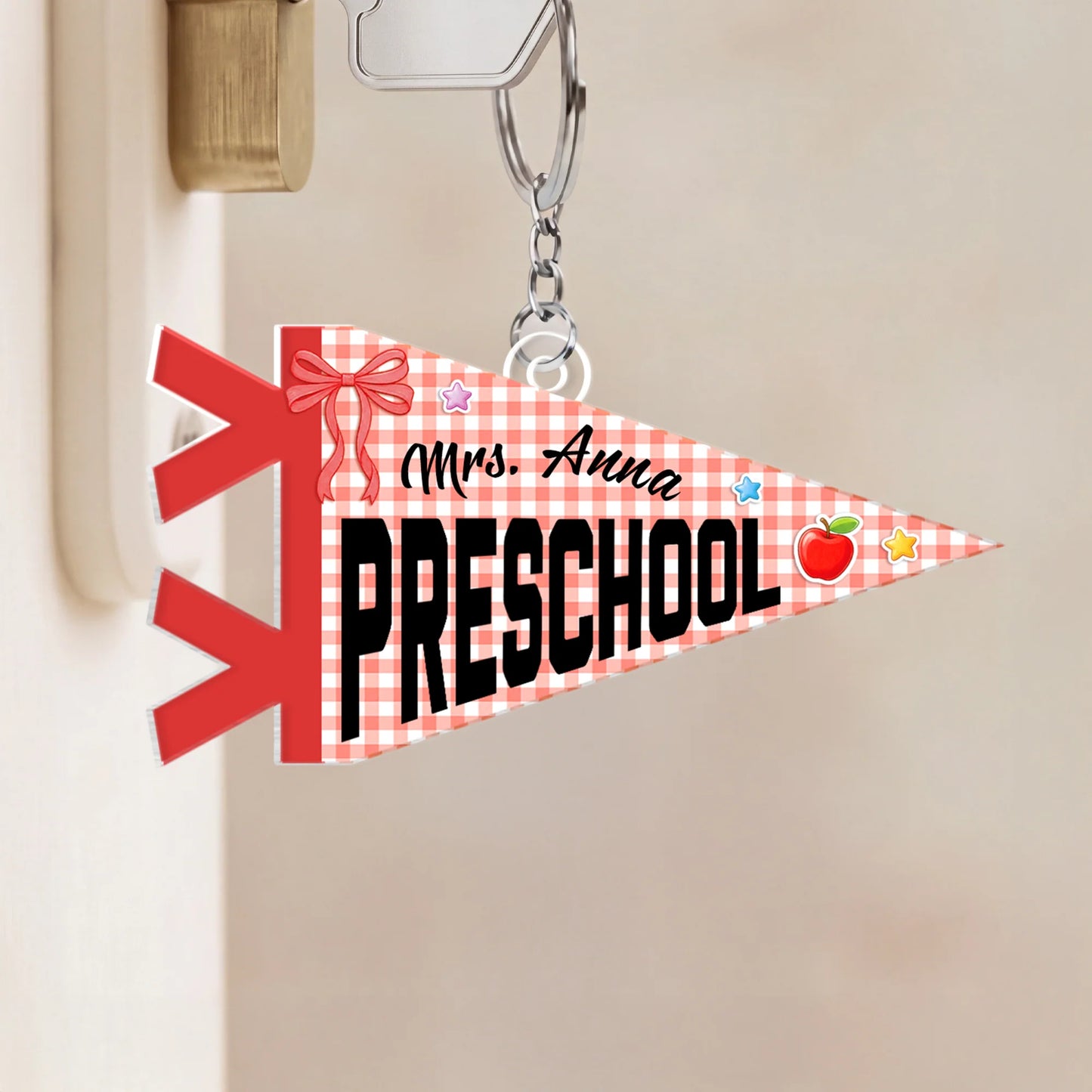 Custom Pennant Flag Acrylic Keychain - Personalized Back to School Gift