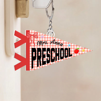 Custom Pennant Flag Acrylic Keychain - Personalized Back to School Gift