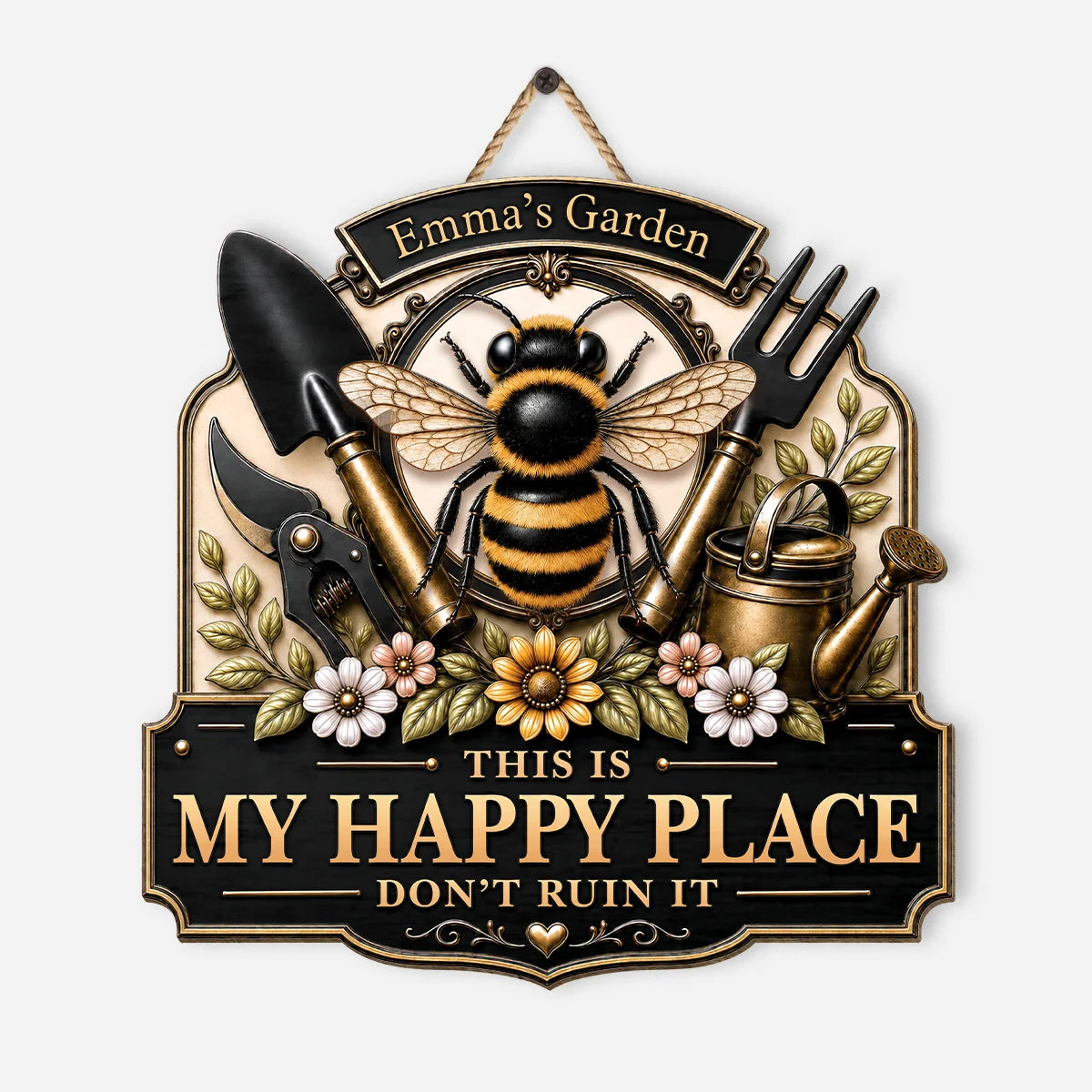 This Is My Happy Place - Personalized Garden Wood Sign