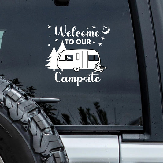 Welcome To Our Campsite - Personalized Camping Decal Sticker