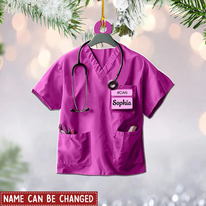 Personalized Nurse Scrub Uniform Acrylic Ornament - Custom Name Christmas Keepsake Gift for Nurses