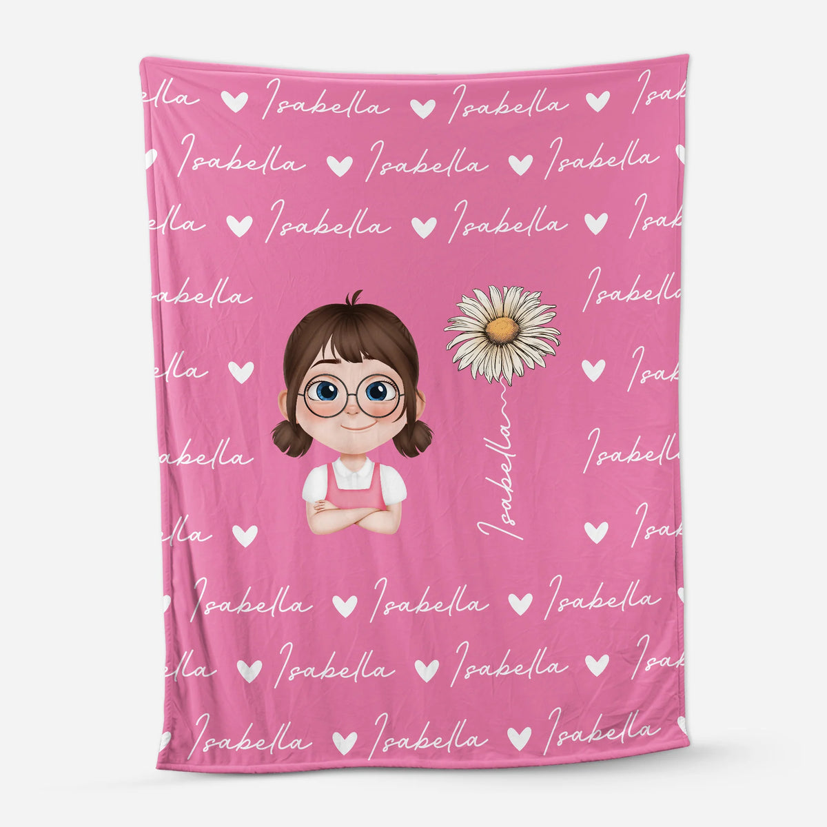 Custom Name Daisy Blanket - Personalized Birthday Gift for Kids