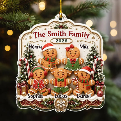 Our Sweet Family Personalized Acrylic Christmas Ornament - Custom Gingerbread Keepsake