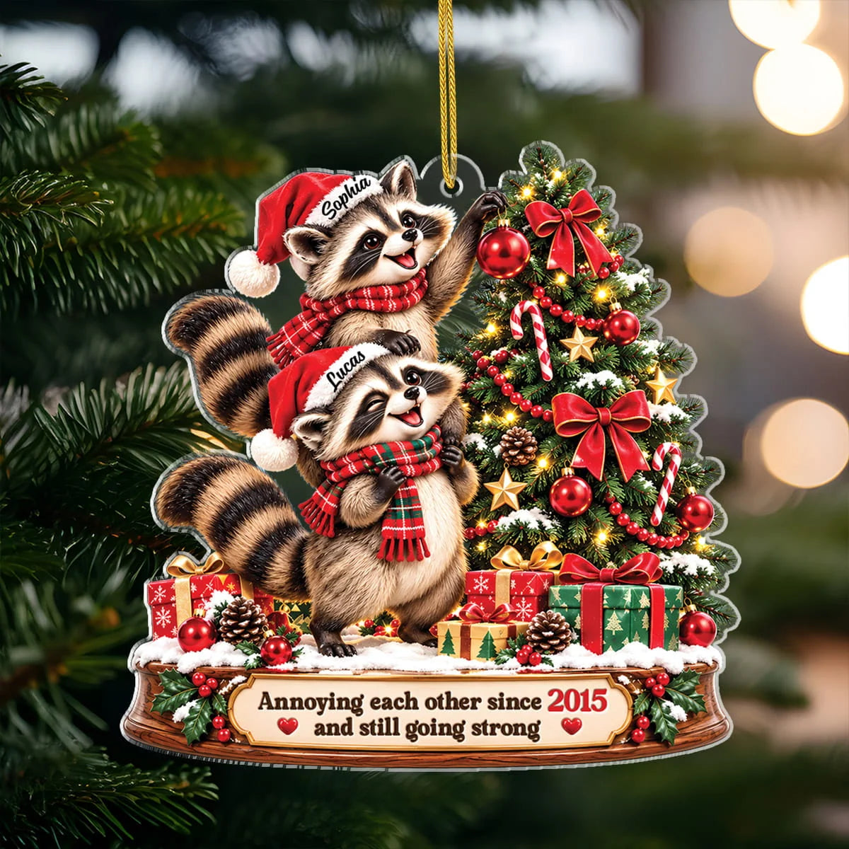 Annoying Each Other Since Ornament Funny Raccoon Couple - Custom Year Anniversary Keepsake Gift