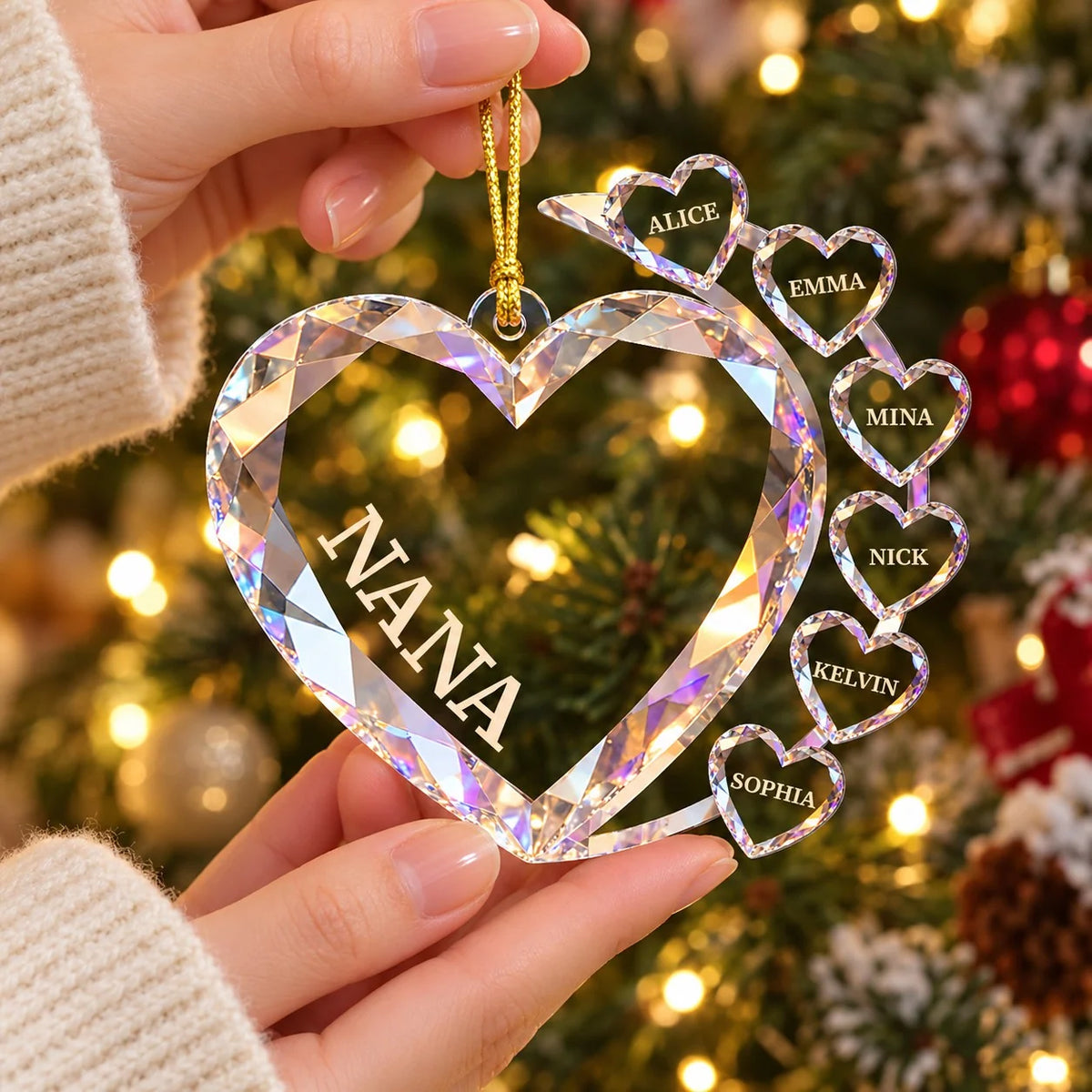 One Heart, Every Name Personalized Family Ornament - Christmas  Gift for Nana and Grandma's