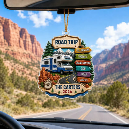 Road Trip Adventure Personalized Acrylic Ornament - RV Camping Keepsake Gift for Family