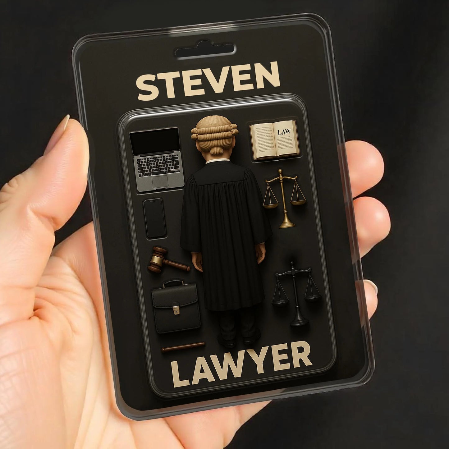 Personalized lawyer acrylic plaque featuring custom name, gavel, and scales of justice for attorney desk decor image 9