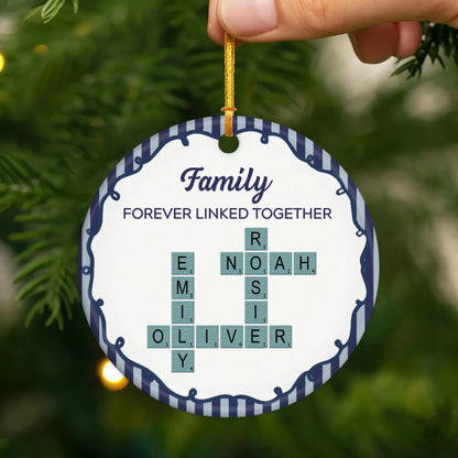Brothers & Sisters Forever Linked Together Crossword Ceramic Ornament - Personalized Sibling Gift