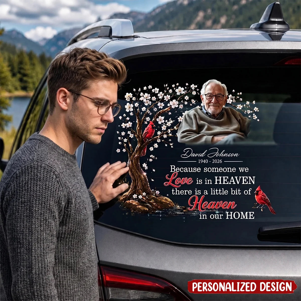 Because Someone We Love Is In Heaven - Personalized Memorial Decal for Car & Home Window