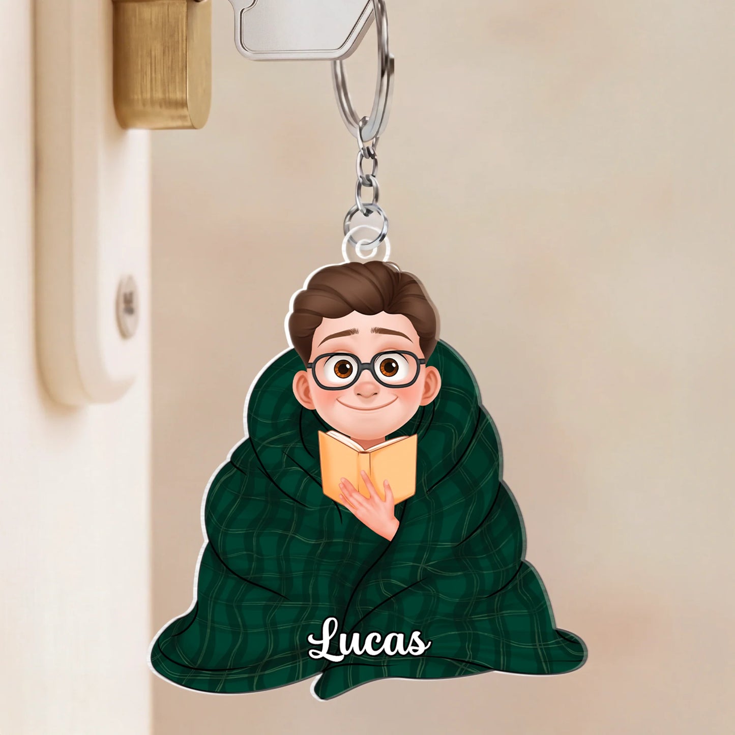 Personalized Bookworm Acrylic Keychain personalization view for Daughter/Granddaughter