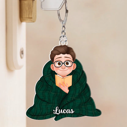 Personalized Bookworm Acrylic Keychain personalization view for Daughter/Granddaughter