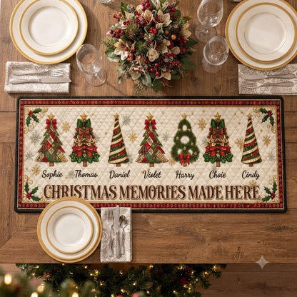 Custom Christmas Memories Made Here Personalized Runner Rug - Festive Family Holiday Doormat Gift