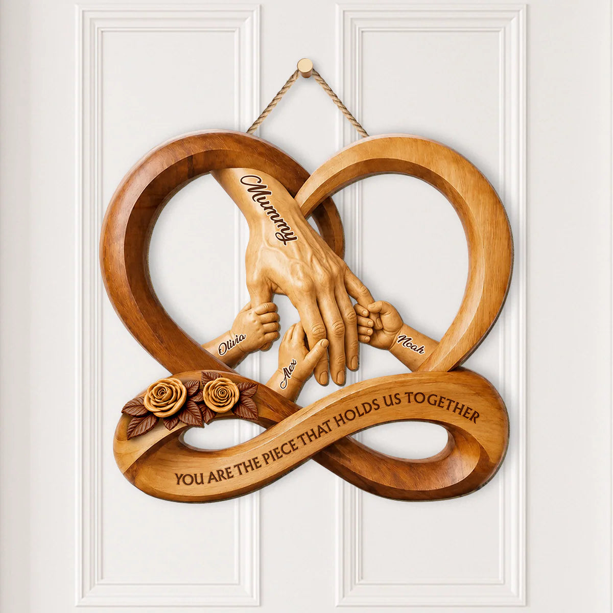 Personalized Hand Holding Wood Sign personalization view for Dad