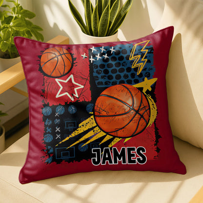 Personalized basketball pillow with custom name James and stars design for sports room decor image 7