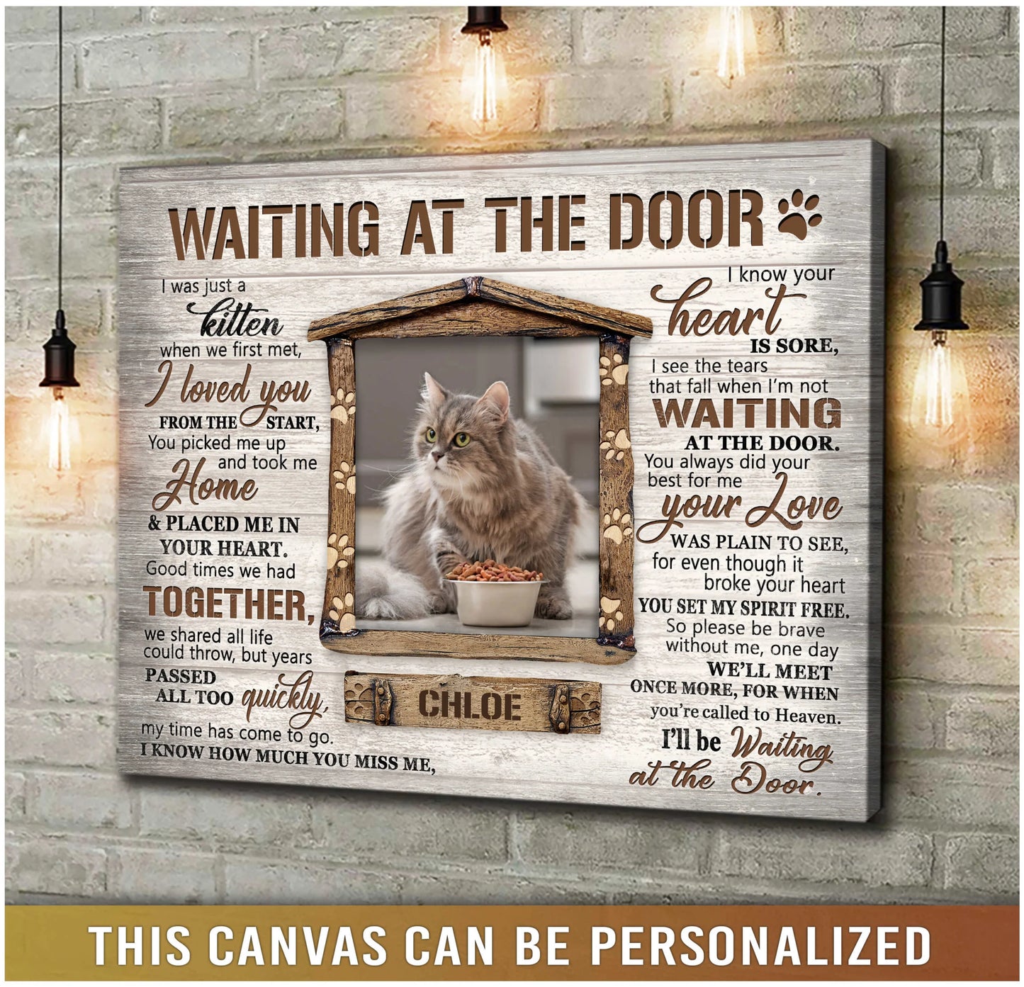 Waiting at the Door Personalized Cat Memorial Canvas / Poster - Loss of Cat Sympathy Gift