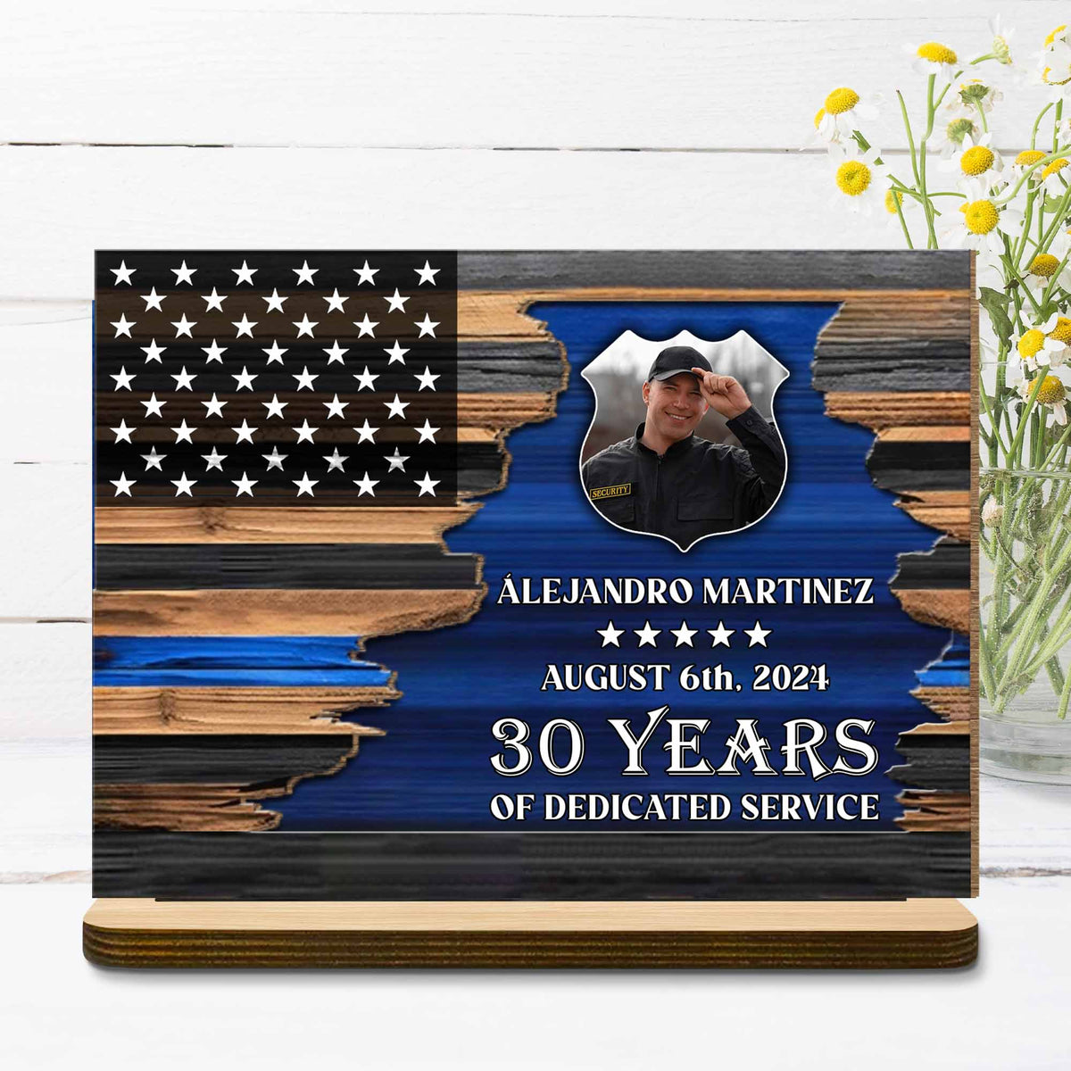 30 Years Of Dedicated Service With American Flag