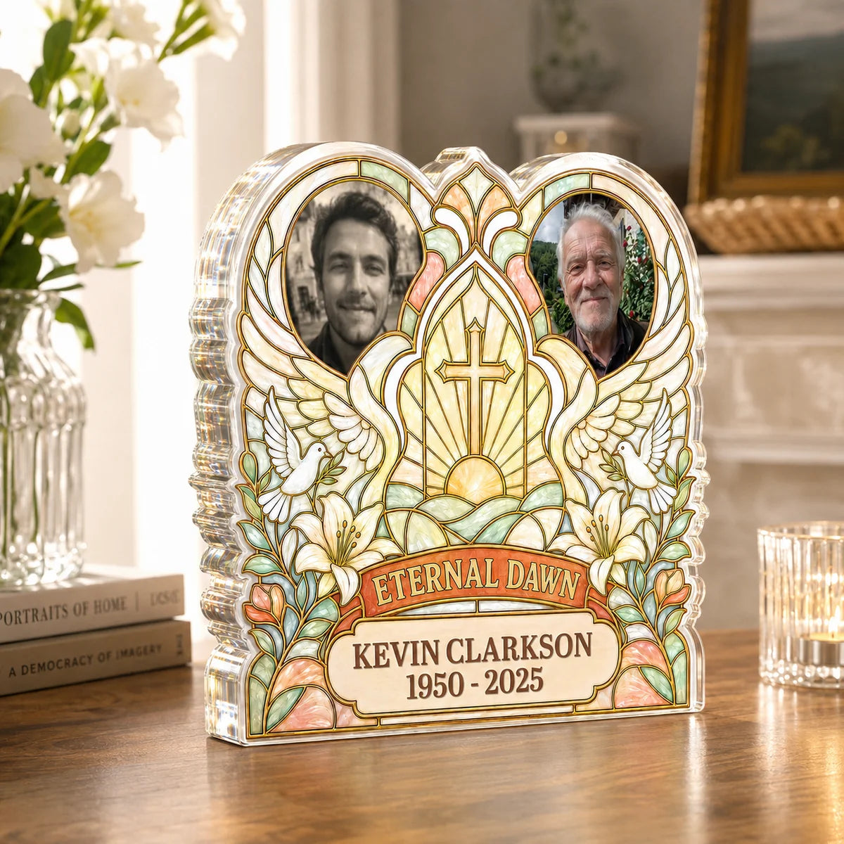 Eternal Dawn Custom Photo Memorial Acrylic Plaque - Personalized Bereavement Keepsake Gift for Family