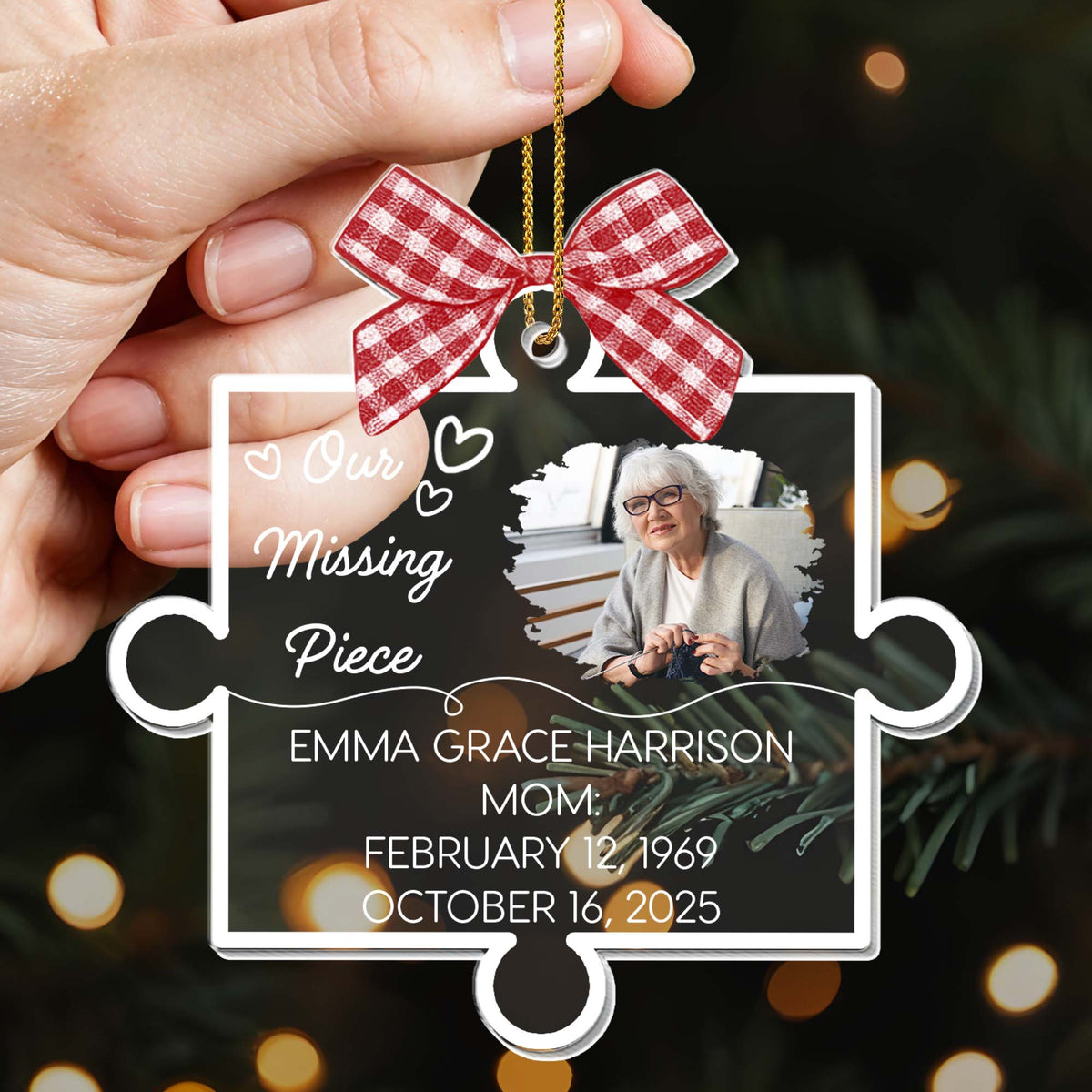 Our Missing Piece With Ribbon And Photo Design