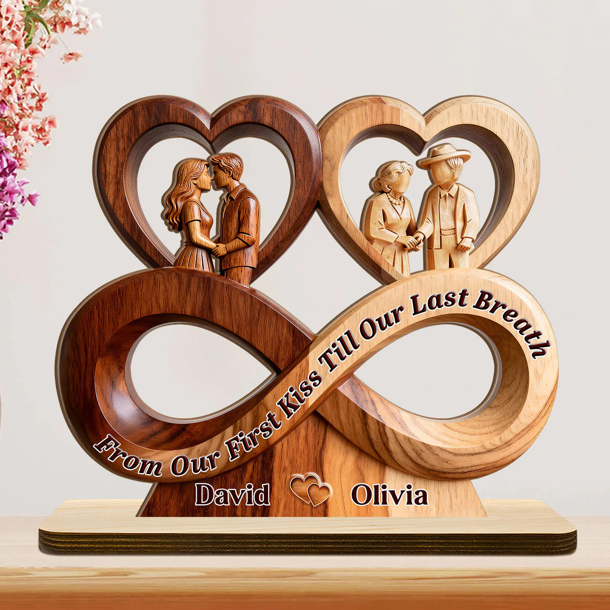 Plaque material and size view - Custom Infinity Name Plaque