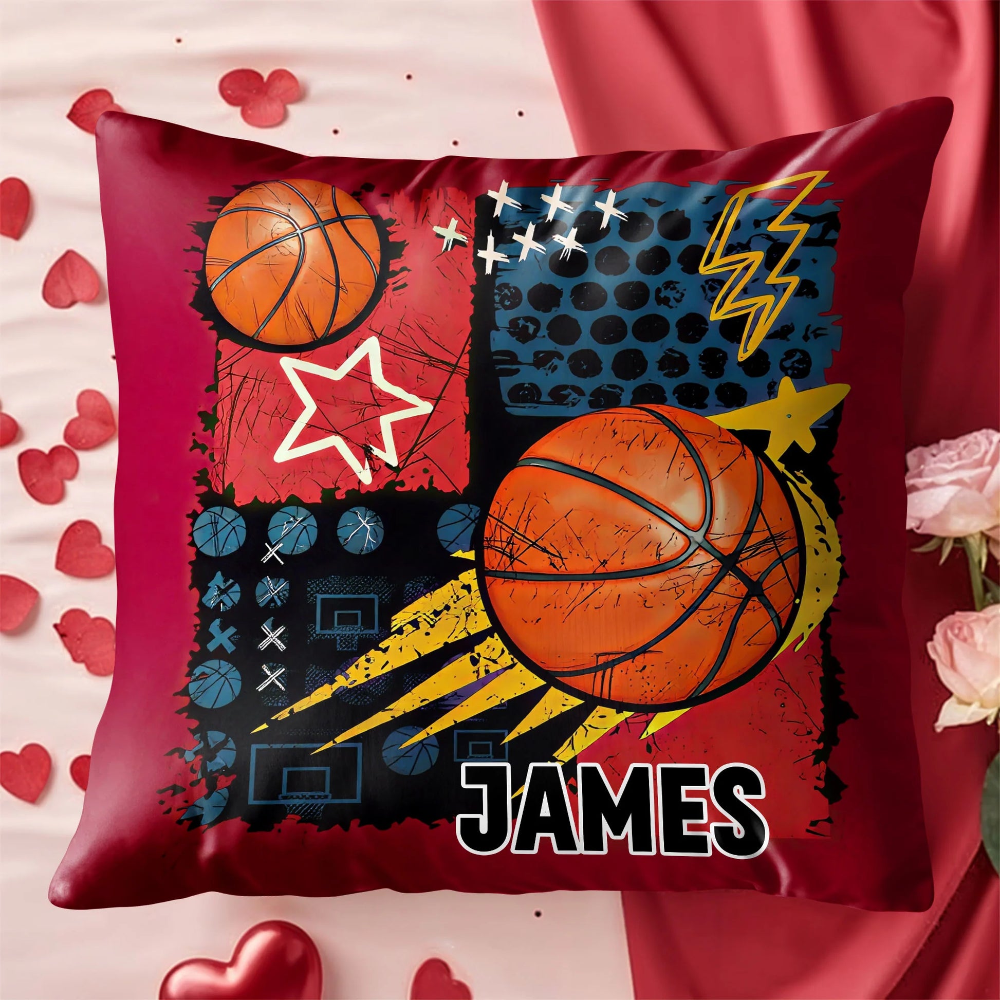 Pillow material and size view - Personalized Basketball Pillow