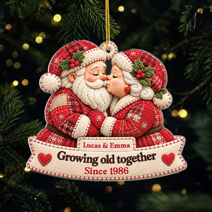 Growing Old Together Personalized Acrylic Ornament - Custom Christmas Keepsake Gift for Couples