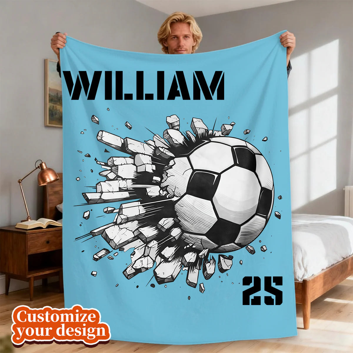 Custom Soccer Jersey Blanket personalization view for Daughter/Granddaughter