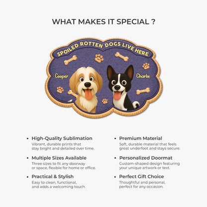 "Spoiled Rotten Dogs Live Here" - Personalized Shaped Dog Doormat for Dog Lovers