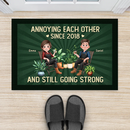 "Annoying Each Other Since" Personalized Doormat - Custom Anniversary Gift for Couples
