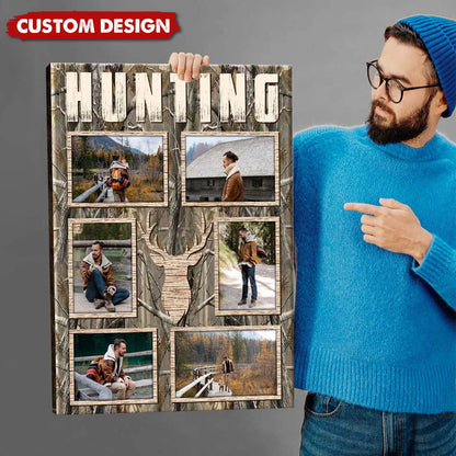 Custom Hunting Photo Collage Canvas for Dad with personalized design details for meaningful gifting image 6