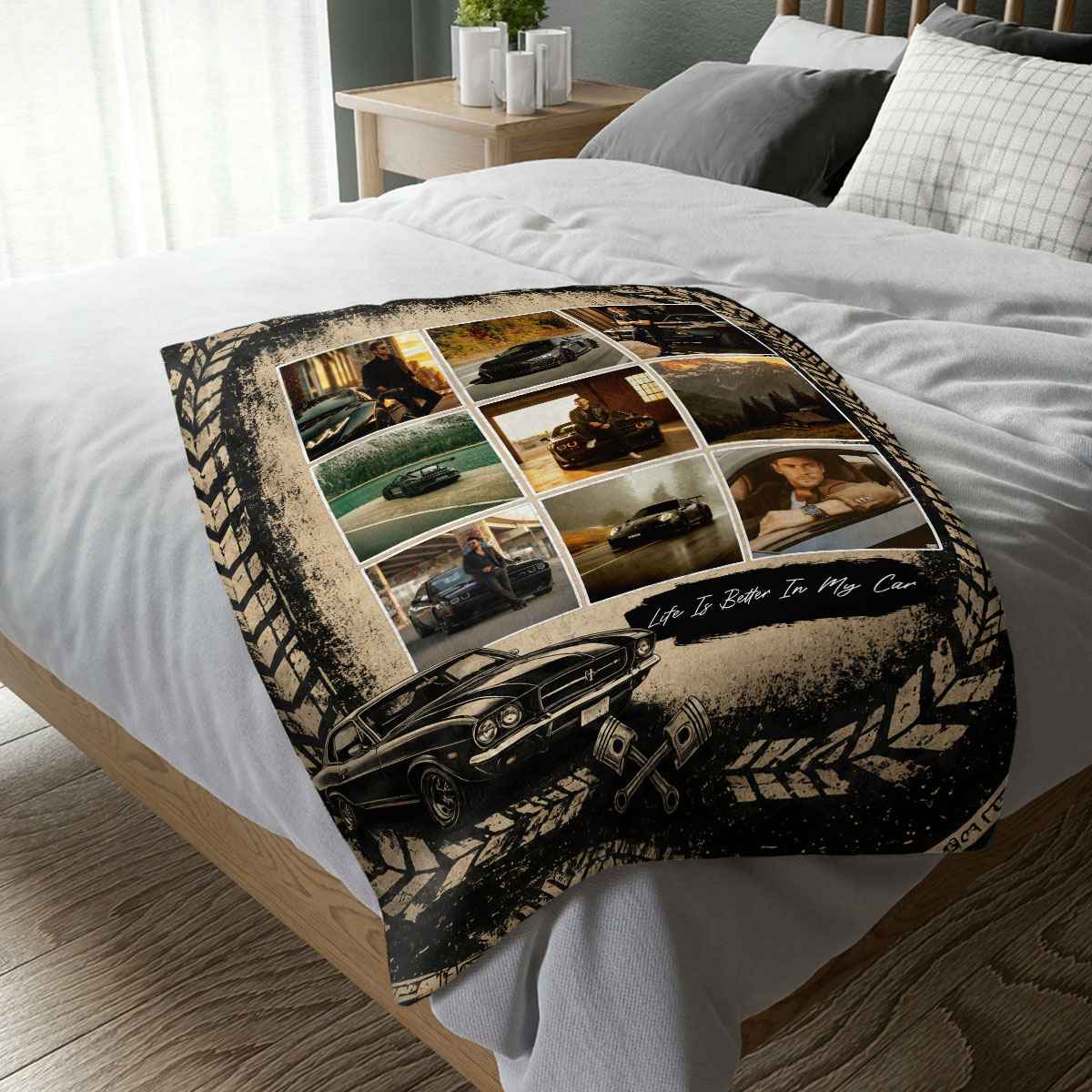 Life Is Better In My Car Personalized Car Photo Blanket - Car Lovers Racing Fans