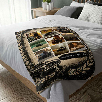 Life Is Better In My Car Personalized Car Photo Blanket - Car Lovers Racing Fans