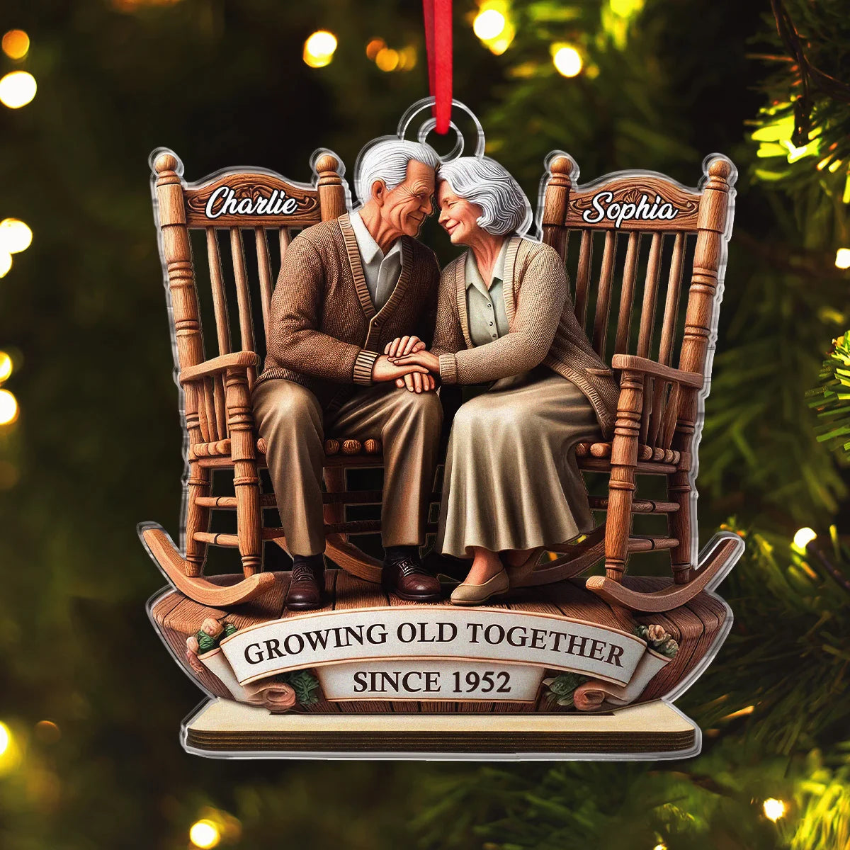 Growing Old Together Personalized Acrylic Ornament - Christmas Keepsake for Grandparents