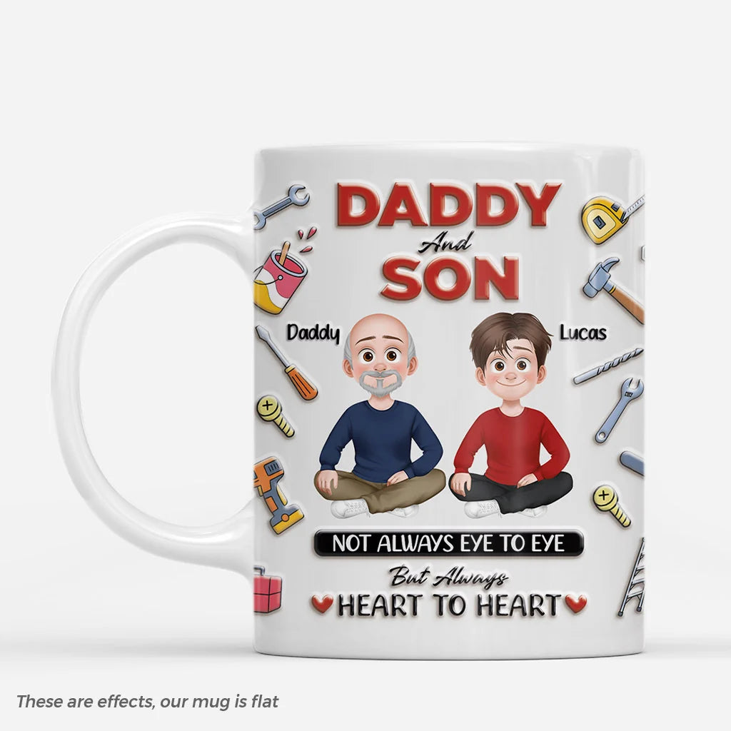 Not Always Eye to Eye But Always Heart to Heart - Personalized Dad Mug for Daughter & Son