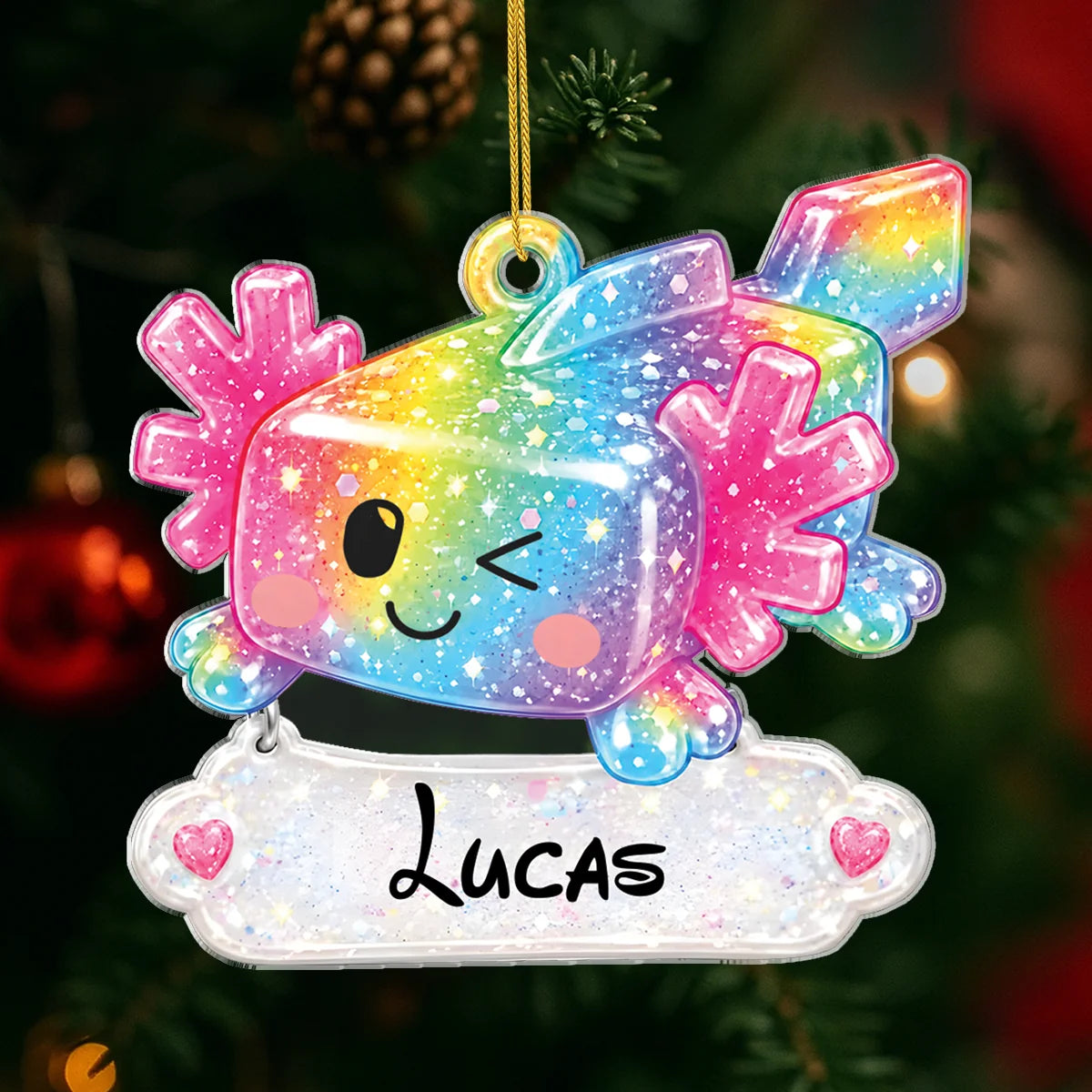 Vibrant Festive Joy Personalized Kids Acrylic Ornament - Custom Christmas Keepsake for Children