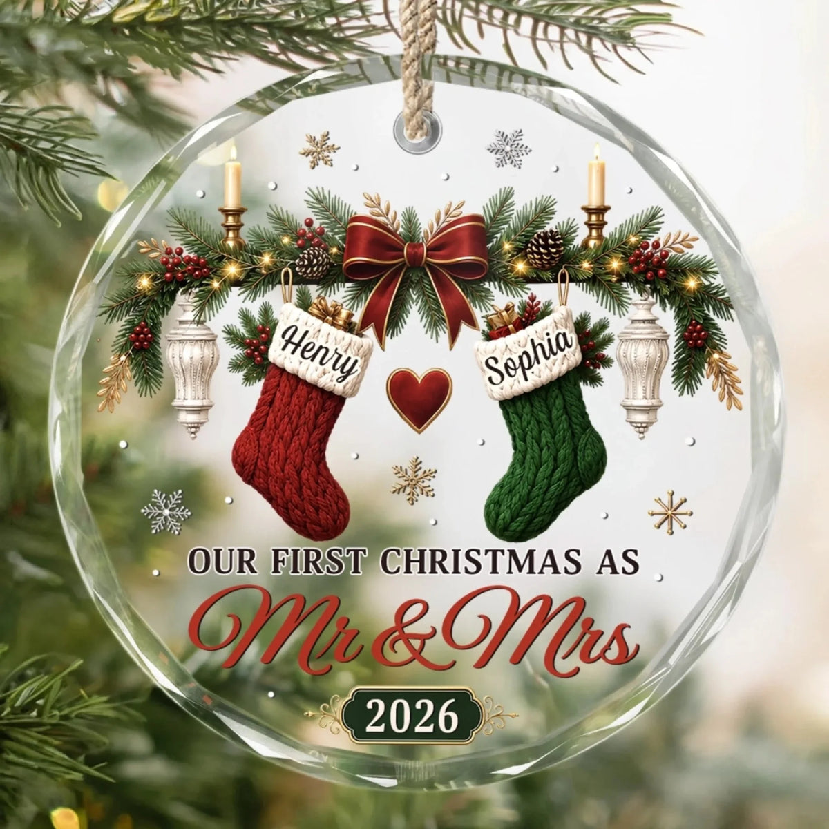 Custom First Christmas Circle Glass Ornament - Personalized Anniversary Christmas Wedding Gifts For Husband And Wife, Him And Her - Love Hanging On Tree 0bc5aa33-18c2-4cd7-8a30-076c7b86ce01-banner-3.jpeg